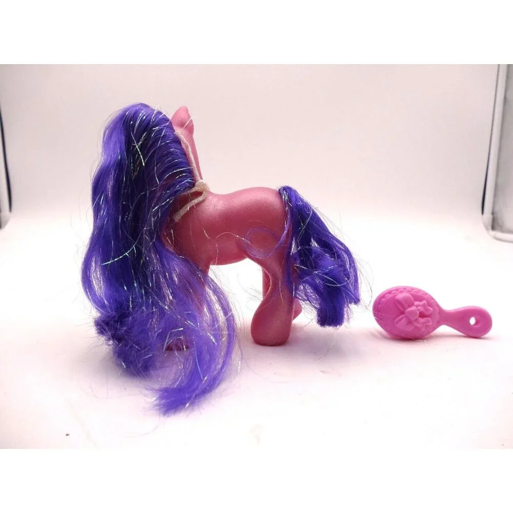 Hasbro's Pink My Little‎ Pony 2002  Kimono Purple Tinsel Hair Charm Necklace Br